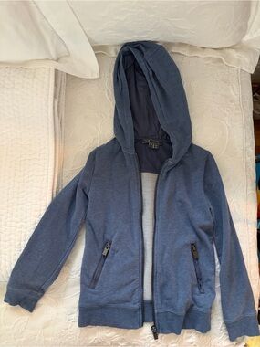 Vince Kids Slate Blue Hooded Zip Sweatshirt